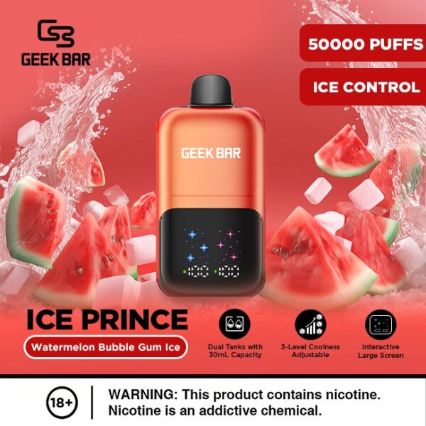 Geek Bar Ice Prince 50000 Puffs Disposable Watermelon Bubble Gum Ice