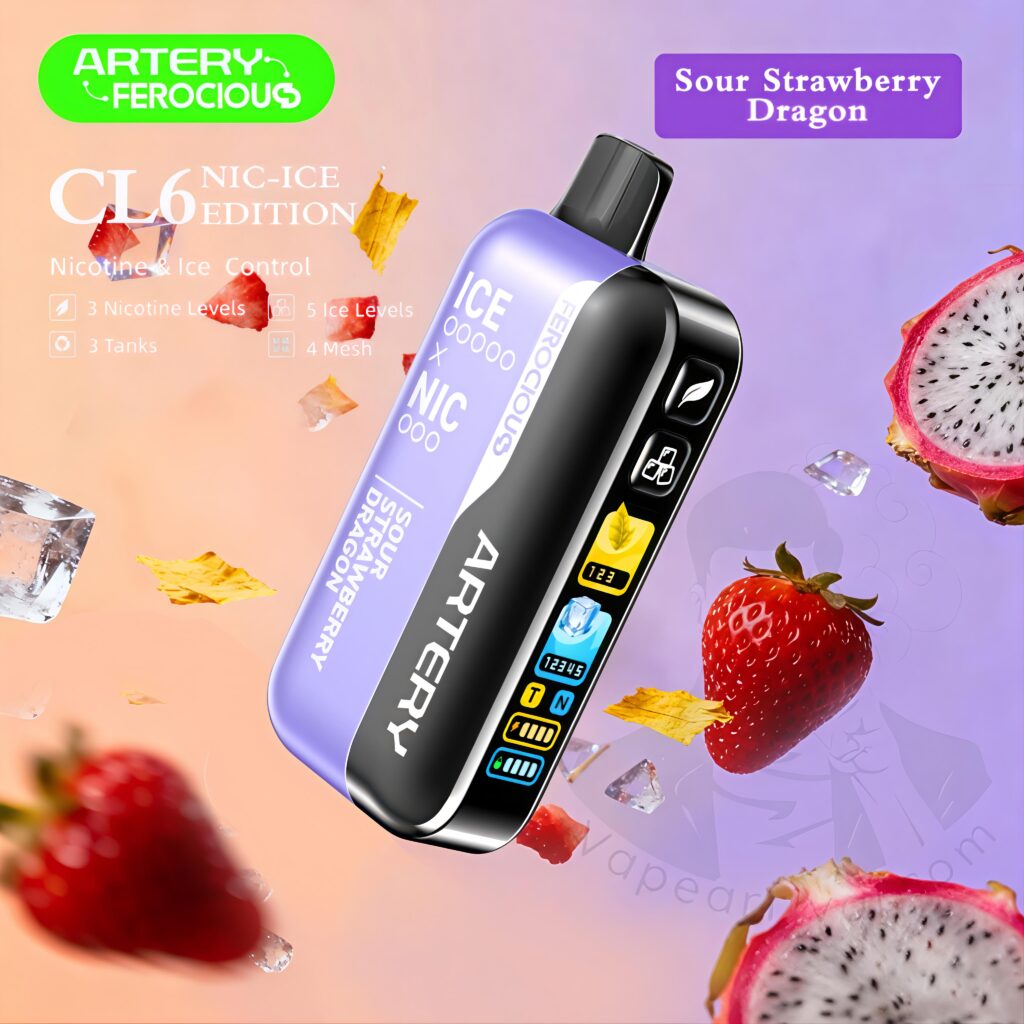 Artery Ferocious CL6 50k puffs Sour Strawberry Dragon