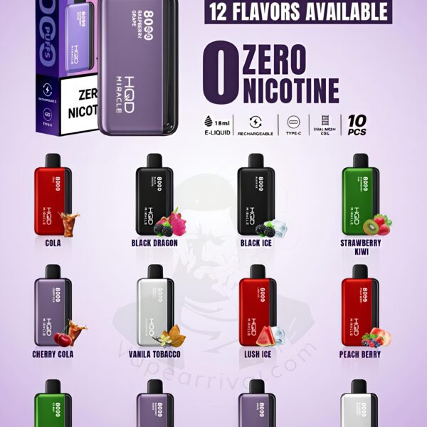 HQD Miracle 8000 Puffs Zero Nicotine