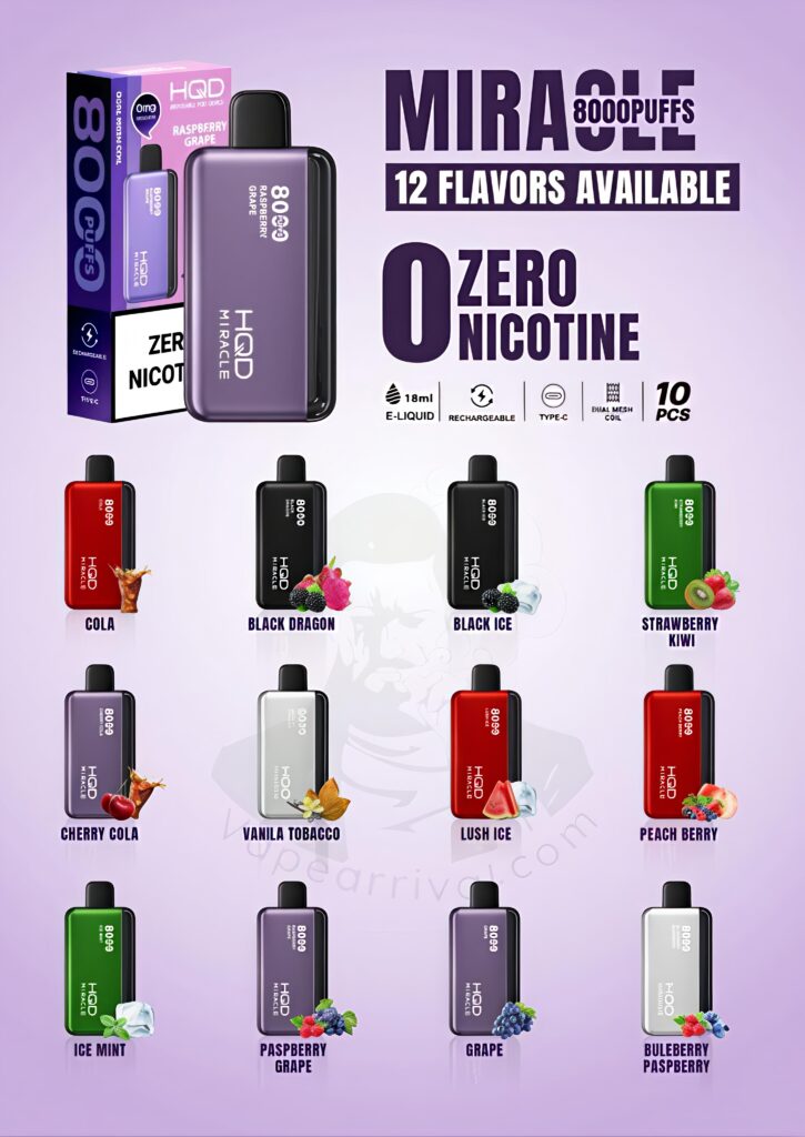 HQD Miracle 8000 Puffs Zero Nicotine