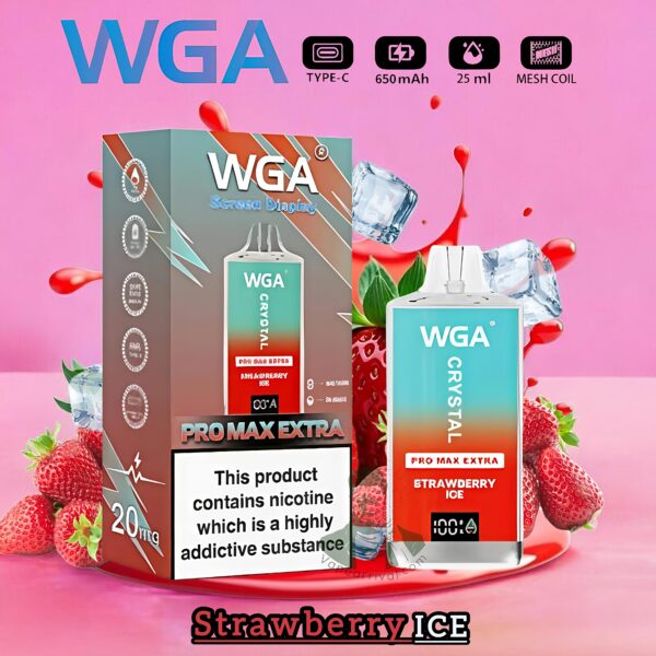 WGA Crystal Pro Max Extra 15000 Puffs Disposable Strawberry ice