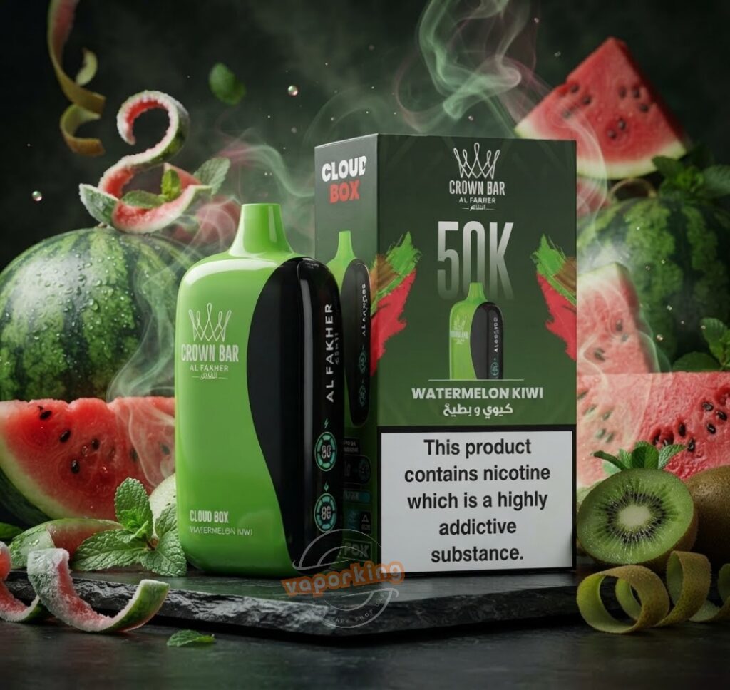 Al Fakher Crown Bar Cloud Box 50000 Puffs Watermelon Kiwi