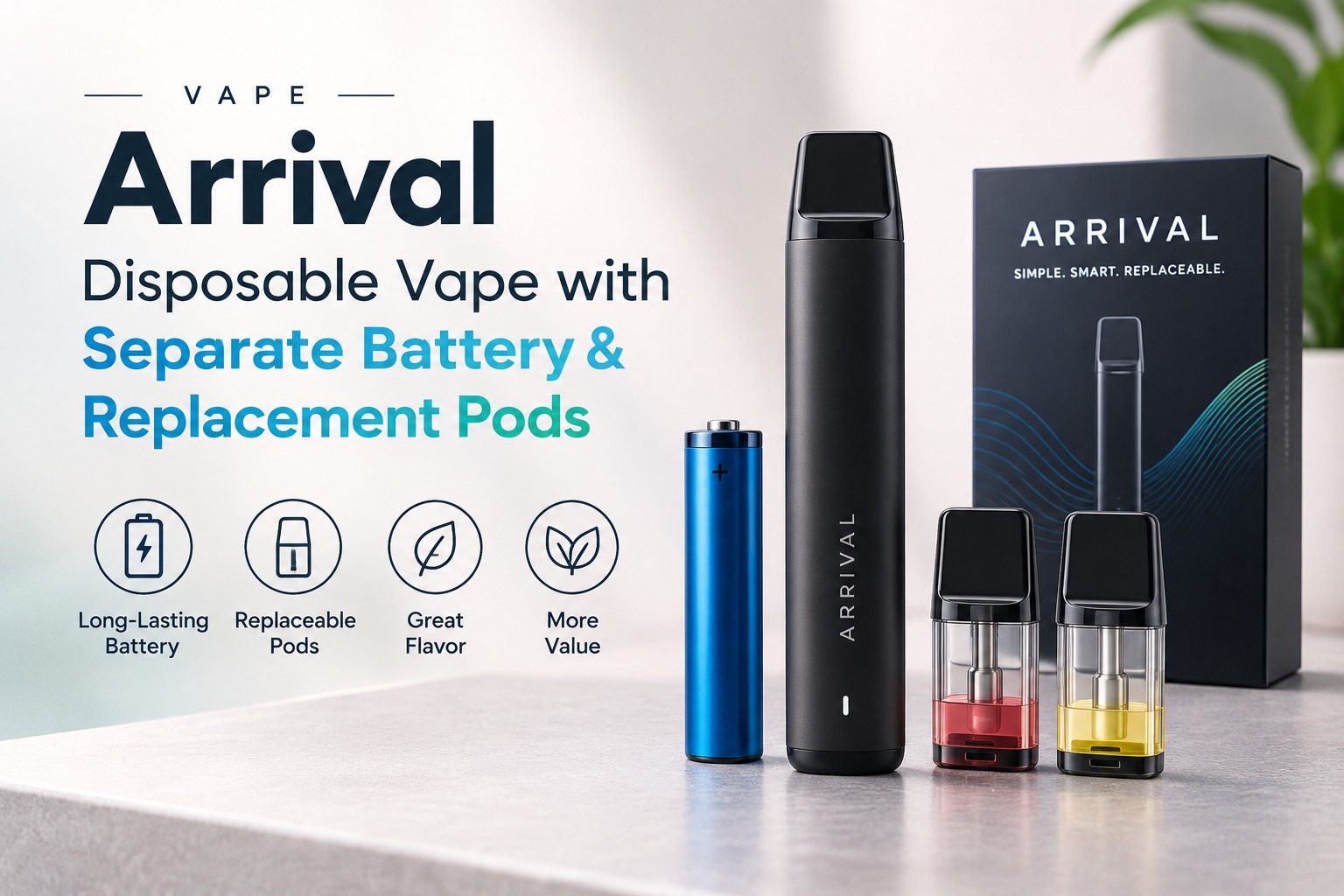 Disposable Vape with Separate Battery & Replacement Pods